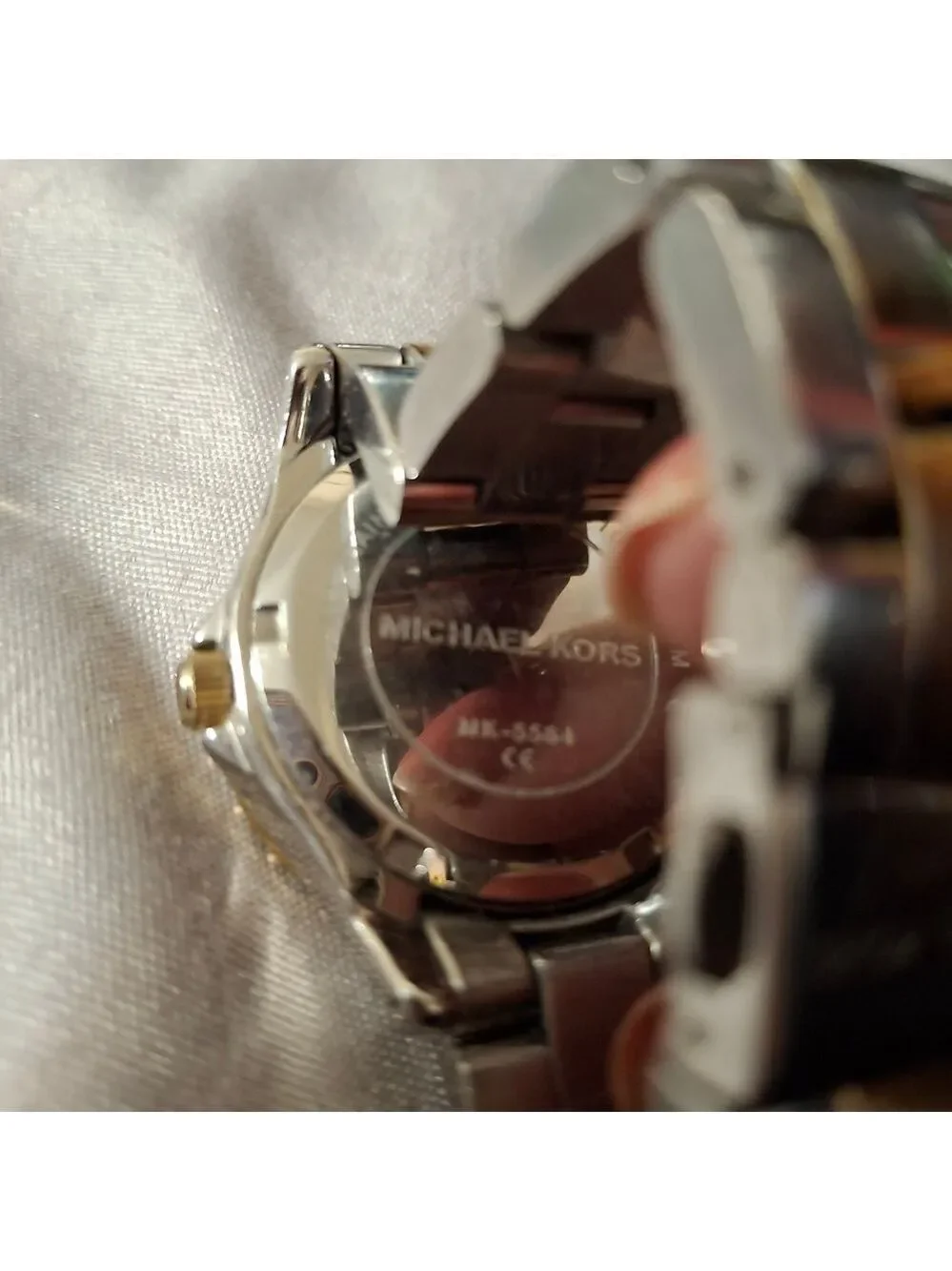 Michael Kors Gold and Silver Double Row of CZ Women's Watch Works Great Has Date